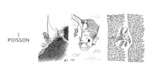 Dessin noir et blanc d'un poisson