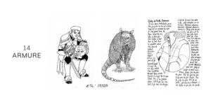 Dessin noir et blanc d'une armure