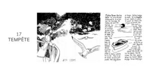 Dessin noir et blanc d'une tempête