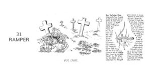 Dessin noir et blanc de zombis