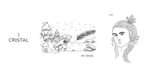 Dessin noir et blanc d'un cristal inktober 2021