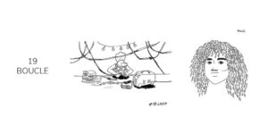 Dessin noir et blanc d'une boucle inktober 2021
