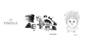 Dessin noir et blanc d'etincelle inktober 2021